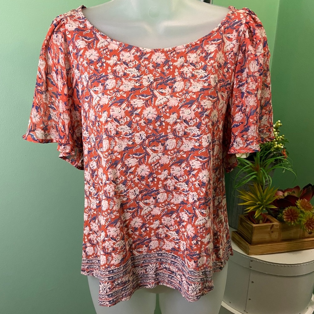 Lucky Brand  Red multi color top
